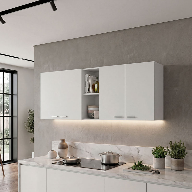 Portofino 150 59" Wide Wall Cabinet, White