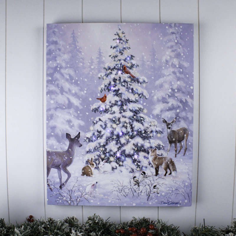 Toile à fibre optique 16 x 20 Woodland Christmas