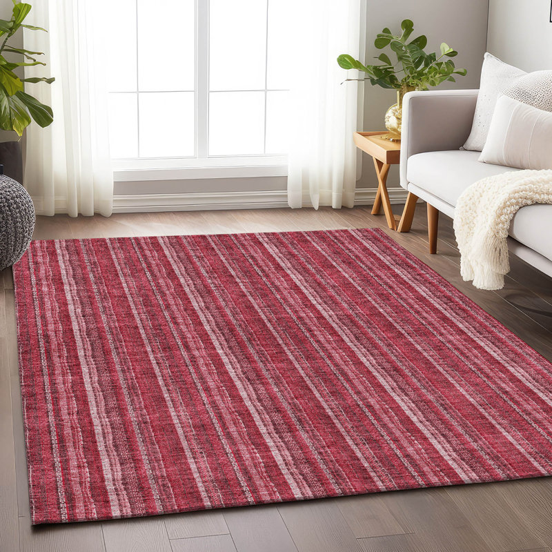Tapis rose lavable à la machine Premium Prisco, Rectangle 10 pi x 14 pi