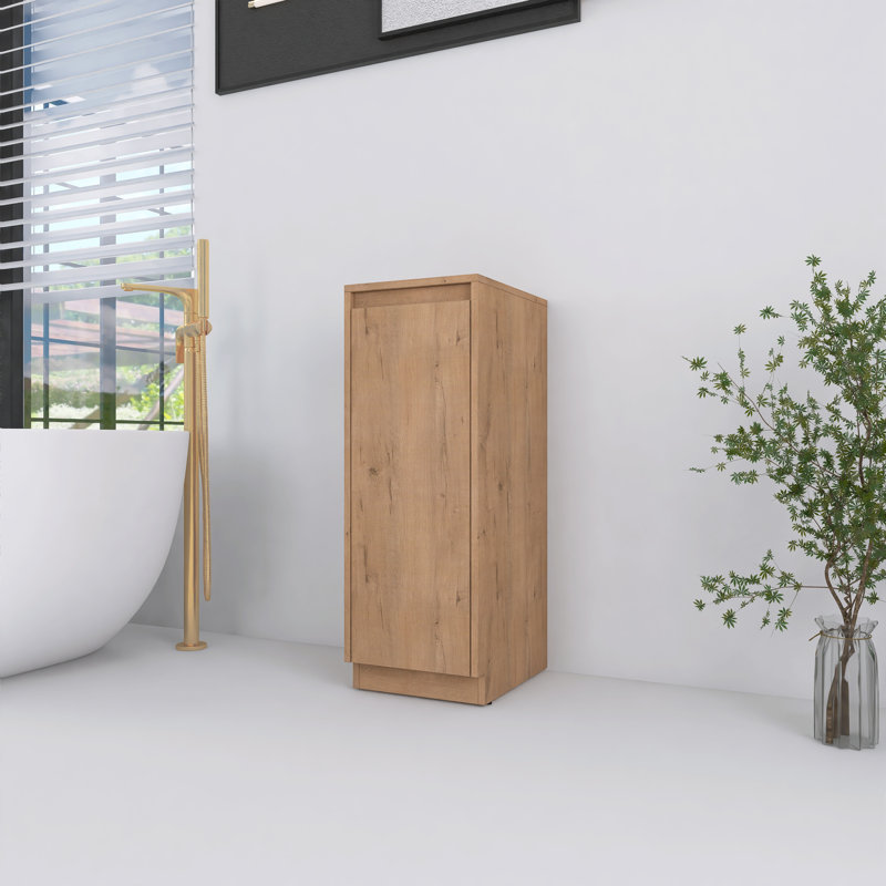 Armoire de rangement autoportante de 12 pouces pour salle de bain, portes à fermeture douce, Imitative Oak