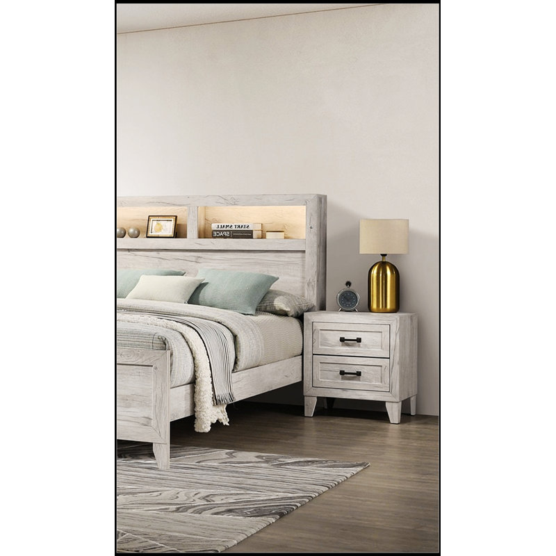 Table de chevet 1 pièce Contemporary Wash avec finition en mélamine et poignée pour mobilier de chambre à coucher moderne