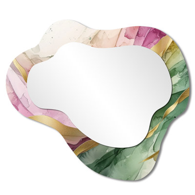 Rainbow Liquid Ink Aluminum Asymmetrical Wall Mirror