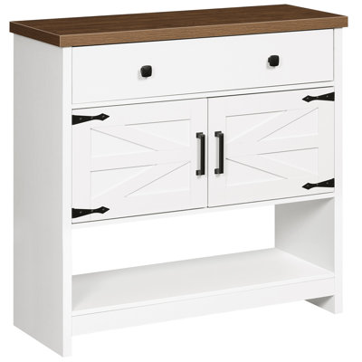 34.3" Farmhouse Console Table with Large Drawer and 2-Door Cabinet