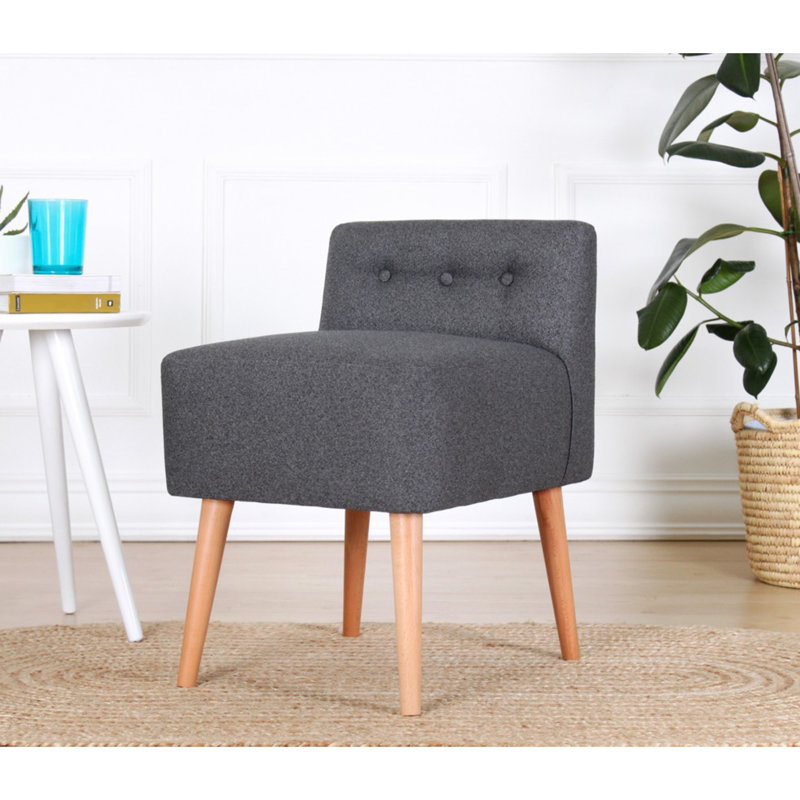 Corley 43cm Wide Tufted Square Solid Colour Footstool Ottoman, Grey