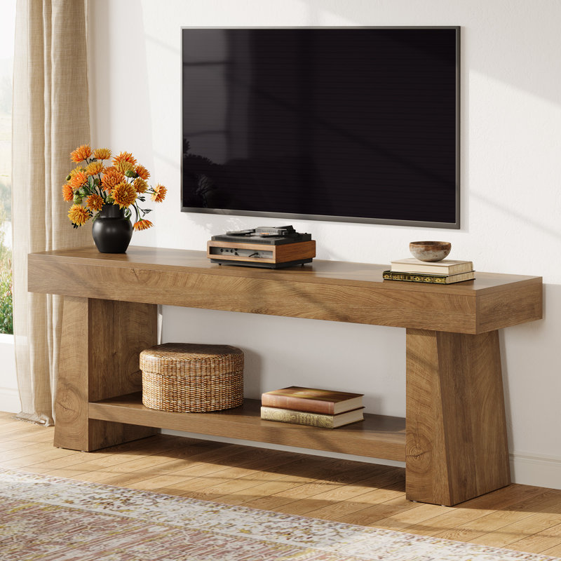 63" Tv Stand For Tvs Up To 75" With 2 Storage Shelves, Farmhouse Tv Media Console & Entertainment Center For Living Room And Bedroom