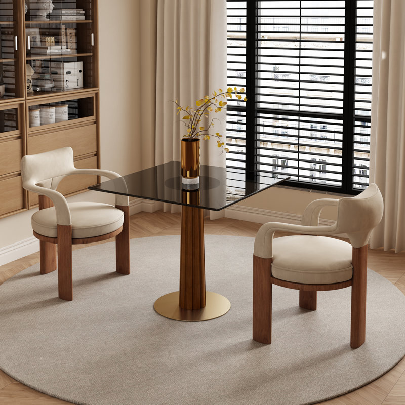 Ensemble de table de salle à manger 33 po Luxury Luxury Square, Gris