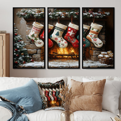 Chaussettes de Noël vertes - ensemble de décorations murales de Noël