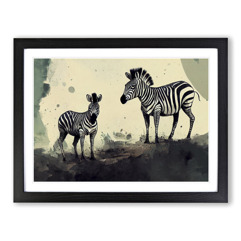 Zebra Vol.2 - Single Picture Frame Painting, 46cm H x 64cm W x 2cm D, Black