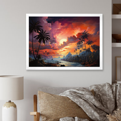 «Coral Palm Trees Landscape II», reproduction sur toile