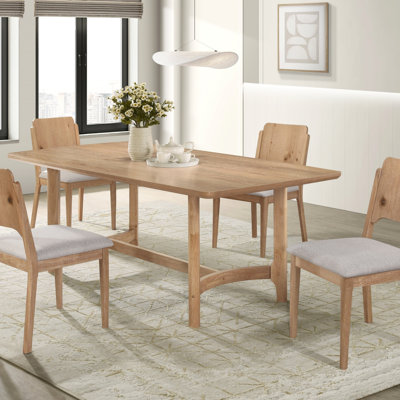 Ensemble de table de salle à manger rectangulaire 5 pièces et chaises avec coins légèrement arrondis, revêtement en tissu