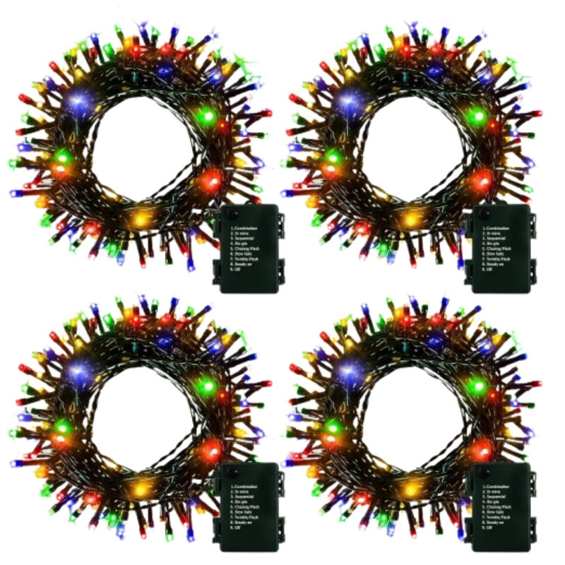 4 Pack Dark Green Wire Rgby String Lights 16.5ft