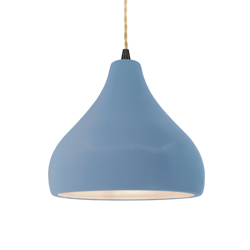Luminaire suspendu à 1 lumière Meydan, Bleu ciel, H 8 po x l 11,5 po x P 11,5 po, Noir mat