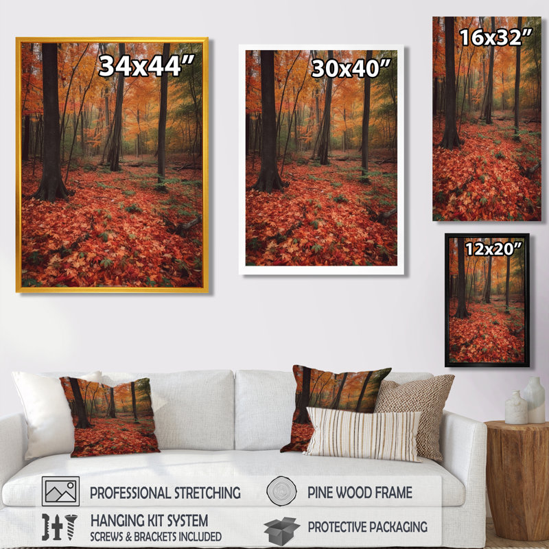 Feuilles d'automne dans la forêt d'érable - décoration murale arbre séquoia, H 20 po x l 12 po