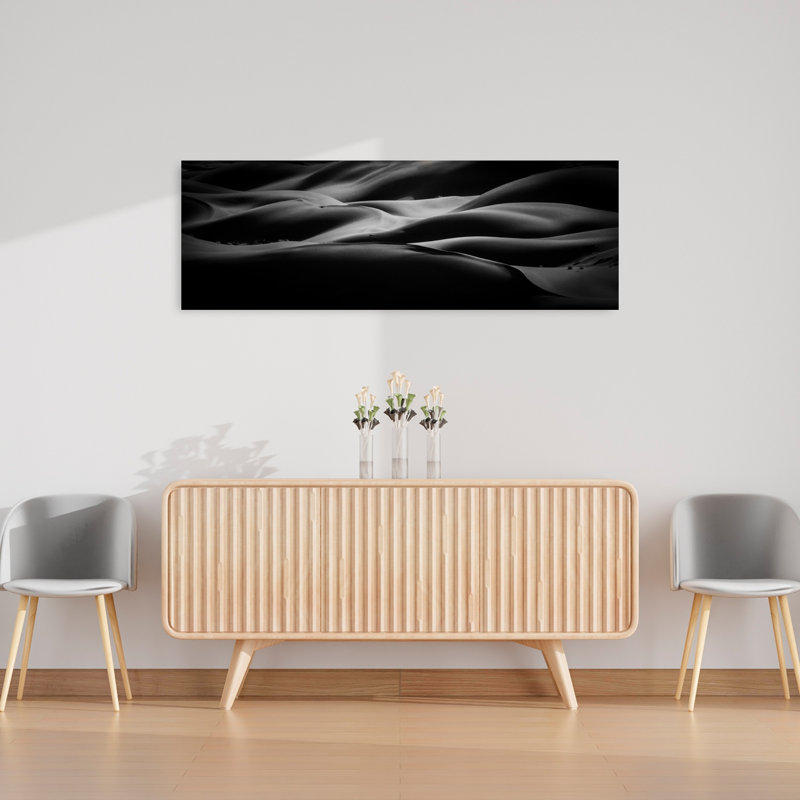 Art mural abstrait contemporain paysage de montagne sec, H 16 po x l 48 po