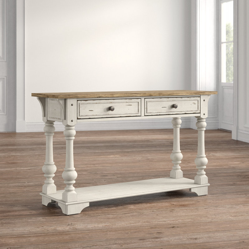 Morgan Creek Antique White Rectangular Console Table with Storage