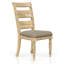 Chaise d'appoint 2 places au fini rustique, idéale pour les intérieurs traditionnels. Dossier ergonomique à lattes, pieds avant tournés, siège rembourré taupe, structure robuste en bois massif. Profondeur : 49,7 cm, largeur : 43,2 cm, hauteur : 97,7 cm.