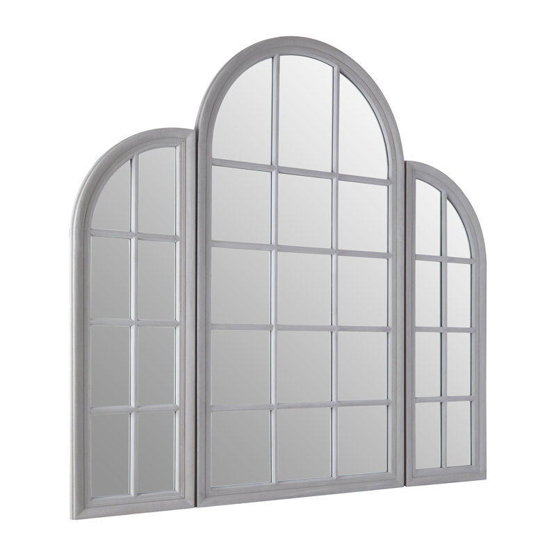 Estella Solid Wood Flat Wall Mirror, Grey