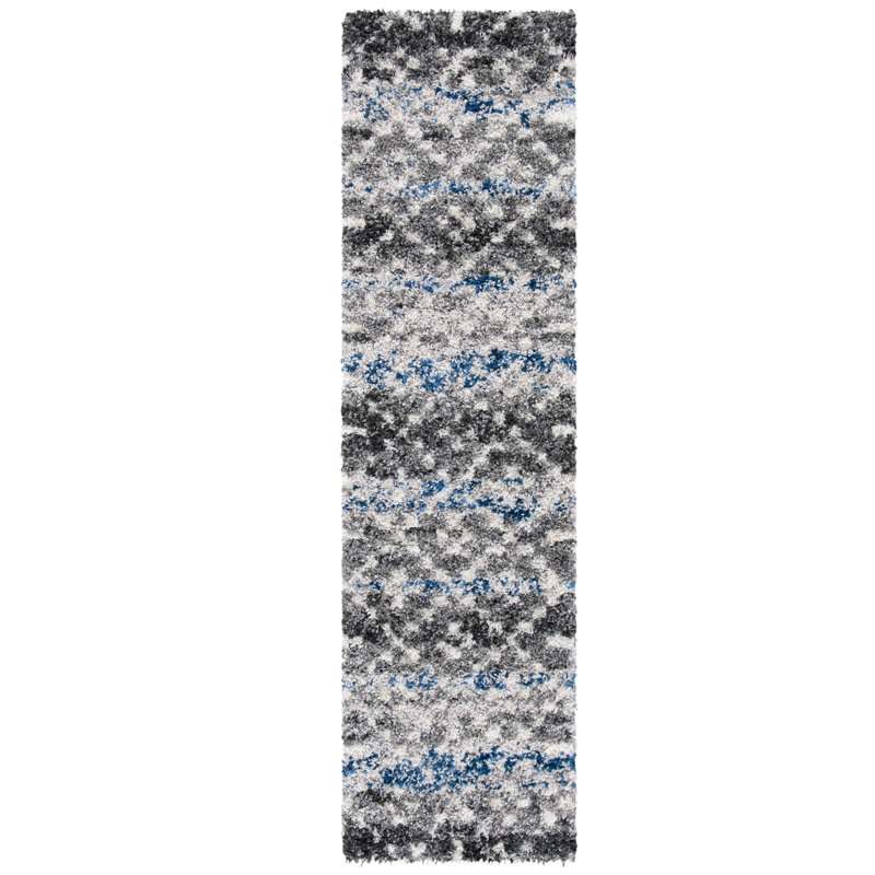Eraman Shag Performance Geometric Rug, Runner 2'2" x 8'