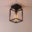 Plafonnier encastré carré 1 lumière noir avec abat-jour en verre transparent-1397012250