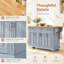 Grand îlot de cuisine avec abattant, 4 portes et 3 tiroirs, bleu gris-1020692427