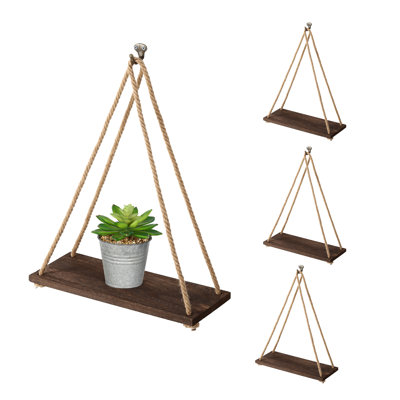 Ensemble de 4 tablettes flottantes en bois pour salle de bain