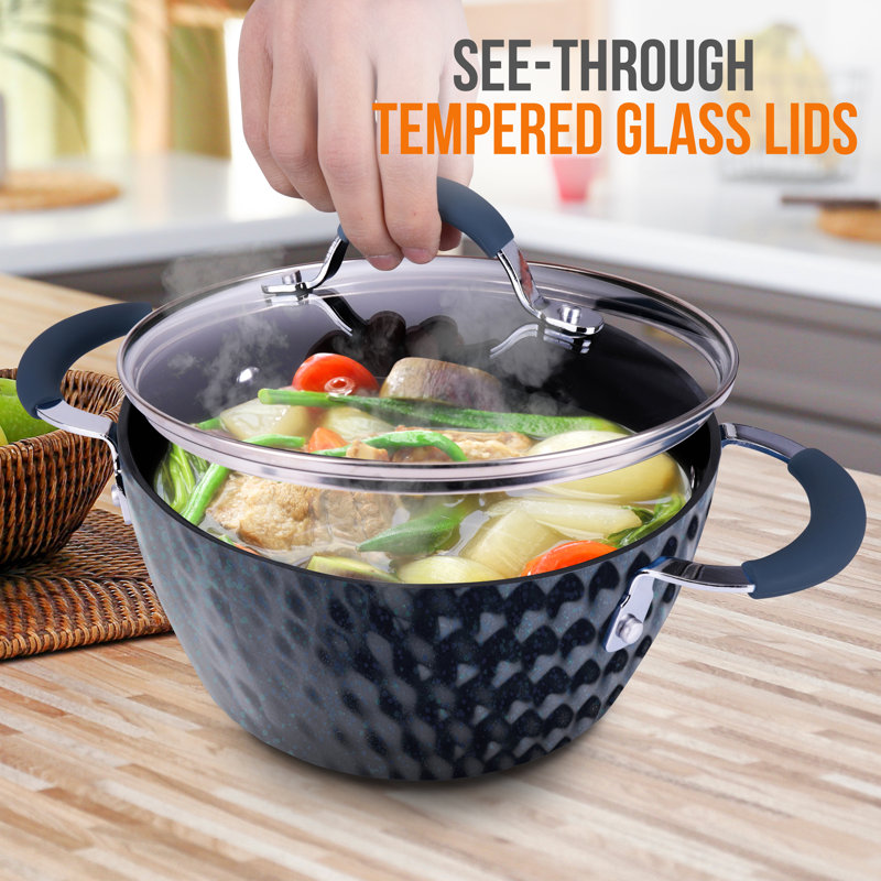 Nutrichef Durable Non-Stick Cooking Pot - High-Qualified Kitchen Cookware With See-Through Tempered Glass Lids, 2.1 Quarts, Works With Model: NCCW11DS), One Size, Blue - Nutrichef PRTNCCW11DSCP