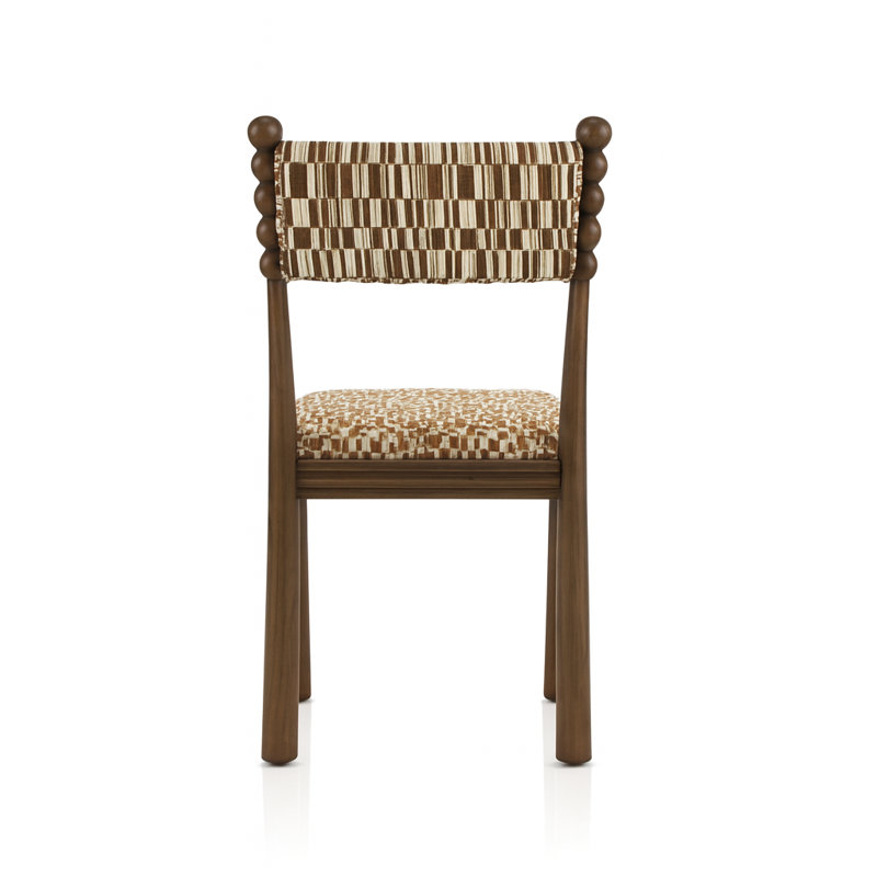 Hulu Chair 2pc Set, Brown Geometric, Brown Wood
