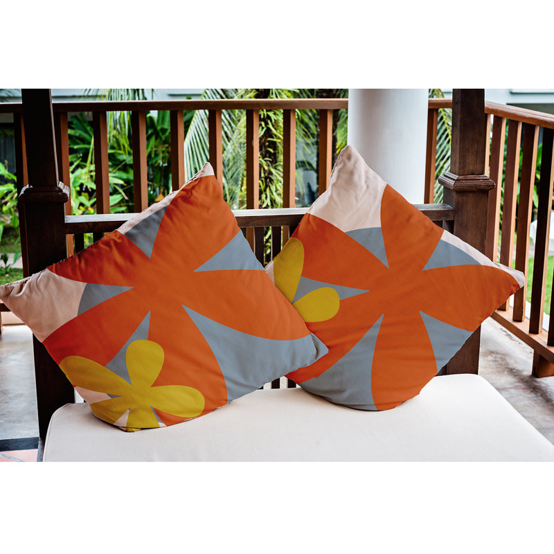 Housse et insert de coussin décoratif carré en polyester pour l'intérieur et l'extérieur, 20 po x 20 po, Orange