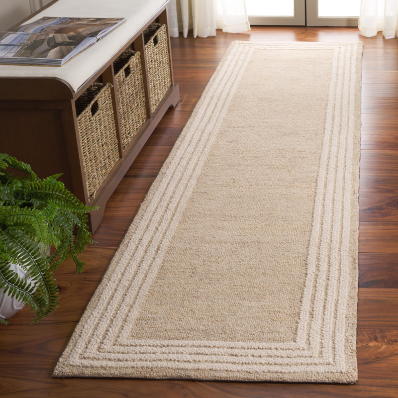 Seb Ebony Hand Tufted Wool And Cotton Bordered Rug, Runner 2'3" x 9'