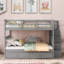 Lit superposé double avec lit gigogne, rangement et barrière de sécurité pour chambre à coucher, dortoir - gris-1274878956