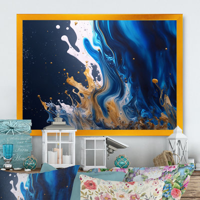 Ice Paint Splash I - Abstract Spirals Framed Wall Art