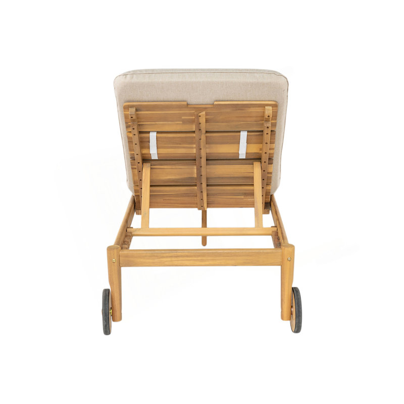 Chaise longue d'extérieur avec roulettes Riviera, structure en bois d'acacia (ensemble de 2)