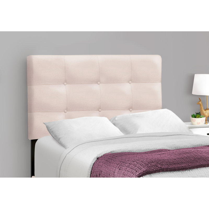 Lit simple tapissier en velours rose, style transitionnel pour chambre d'enfant