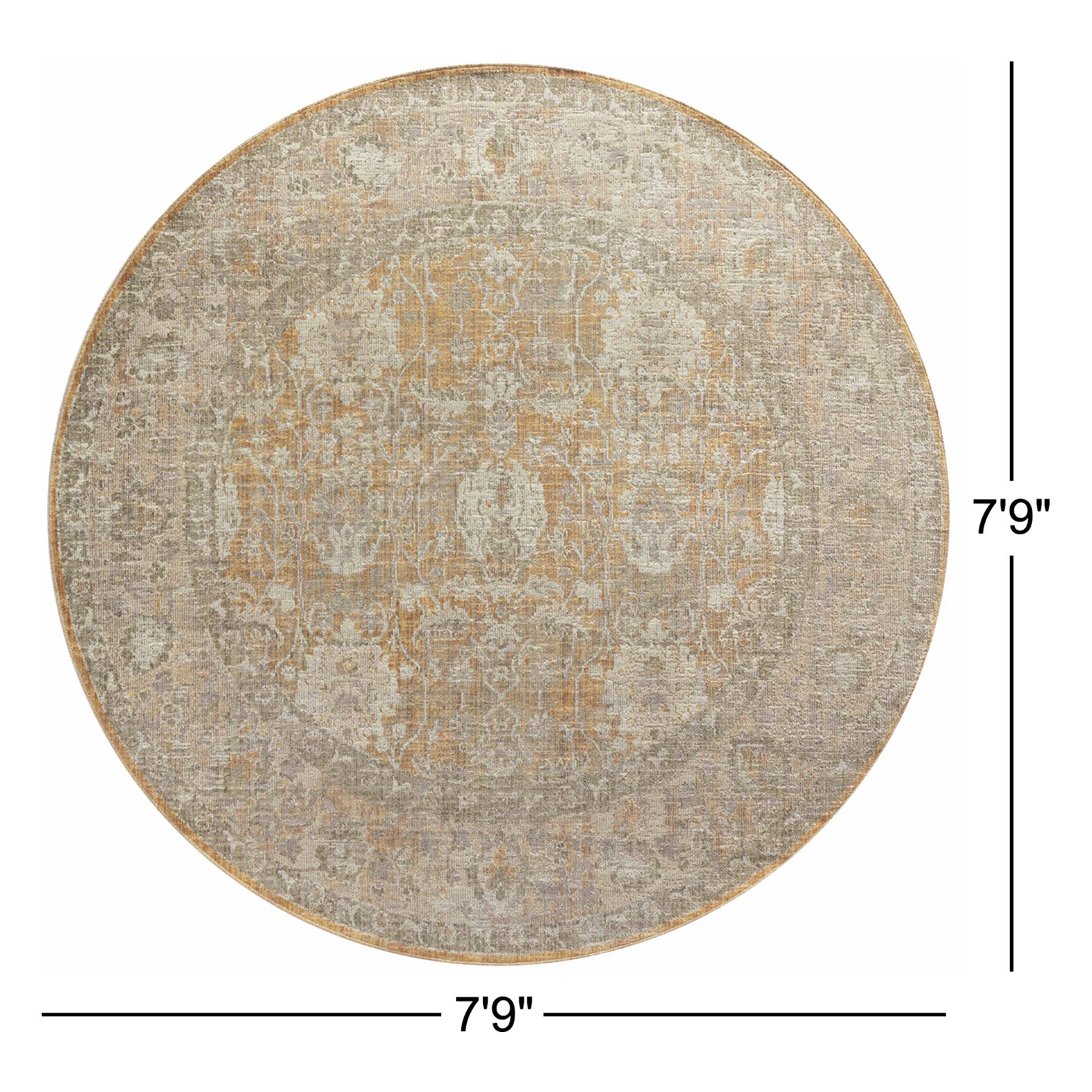 Chris Loves Julia x Loloi Rosemarie Oriental Gold/Sand Area Rug, Round 7'9"