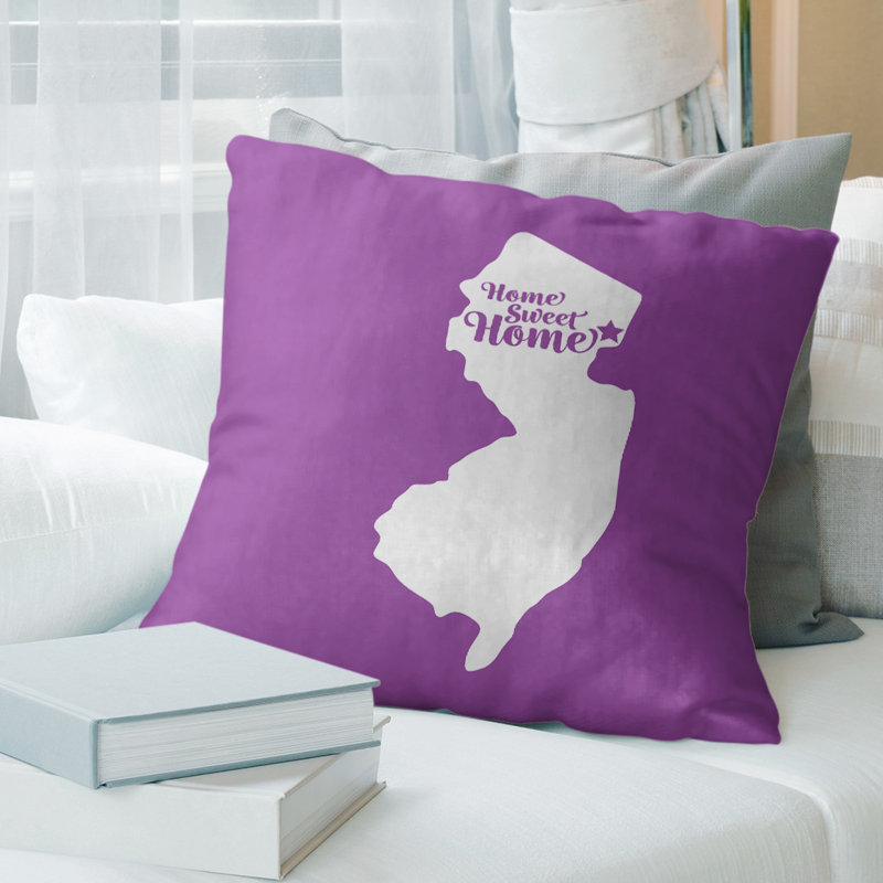 Coussin en lin us villes & states, Jersey City, 20 po x 20 po, Violet