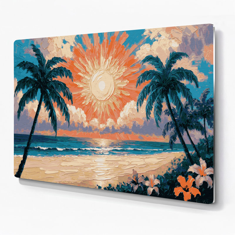 Hawaiian Sun Rays Brown Metal Wall Art, 11" H x 14" W