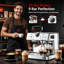 Machine à espresso à double chaudière avec moulin intégré, contrôle PID et buse à vapeur, acier inoxydable