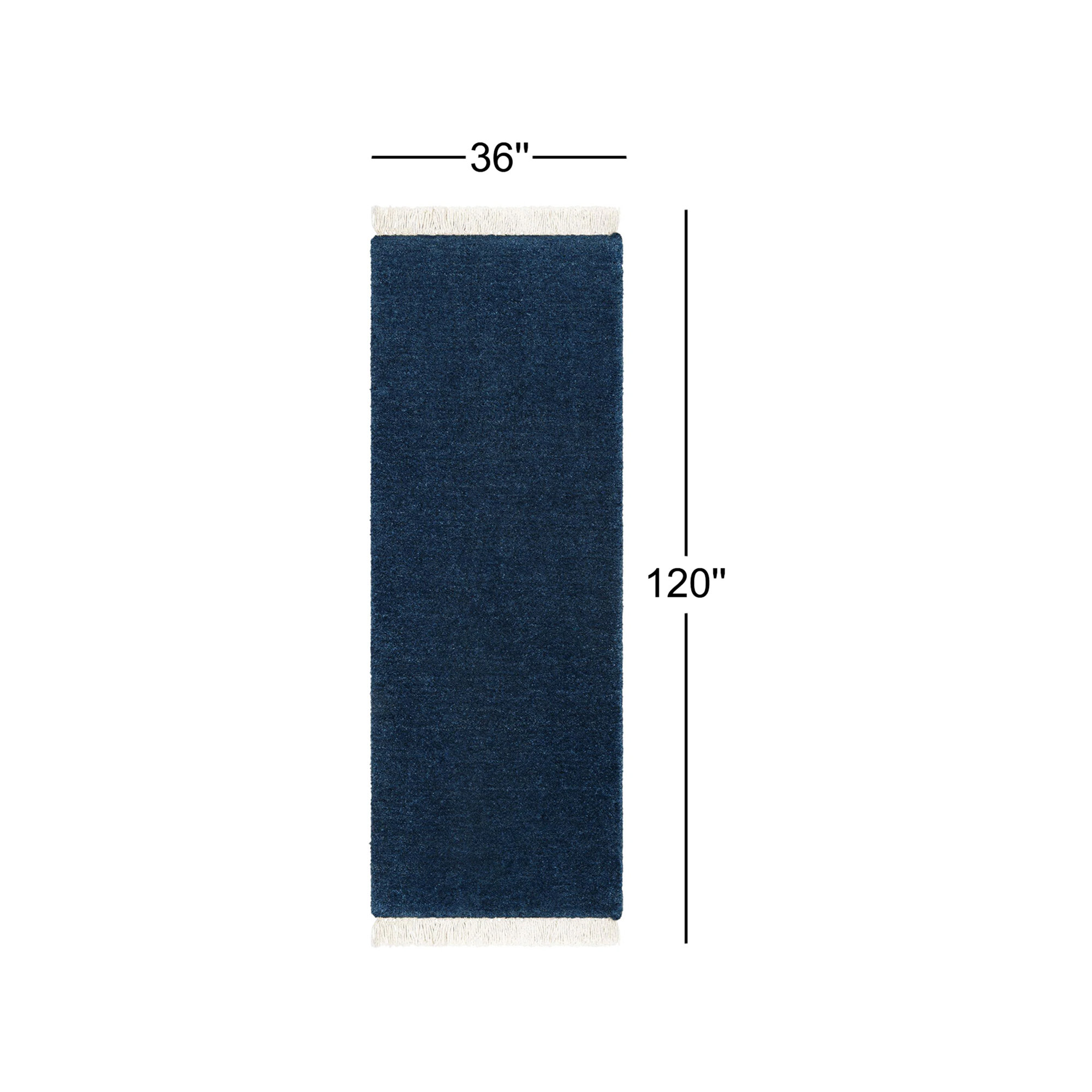 Clio Hand Loomed Wool Midnight Blue Rug, Runner 3' x 10'