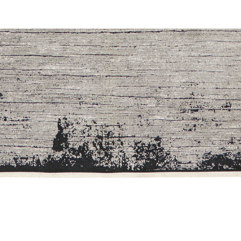 Abstract Machine Woven Gray Area Rug, Rectangle 5'3" x 7'3"