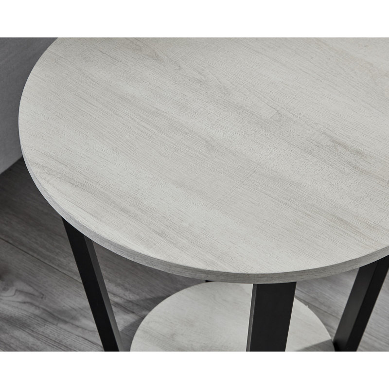 Table de bout Borga, Noir, Blanc cassé