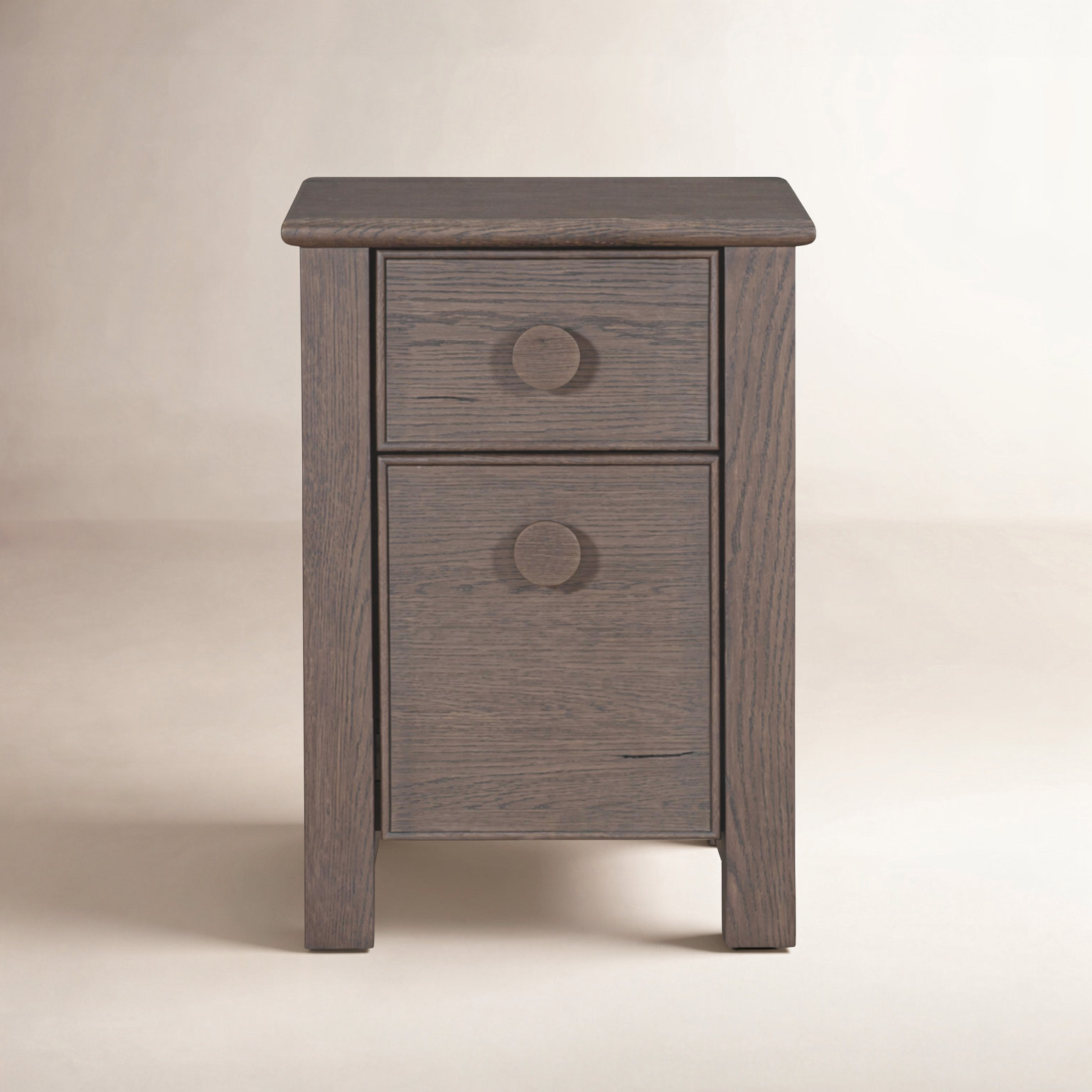Small Oak Nightstand, Dark Brown