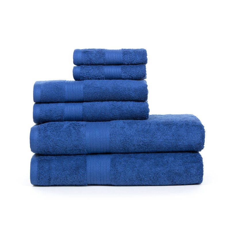 Towel Set of 6 100% Cotton 600 GSM, Navy