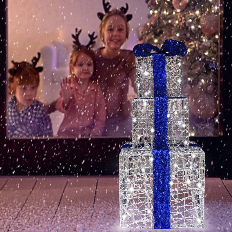 Lighted Gift Boxes Set of 3, Blue