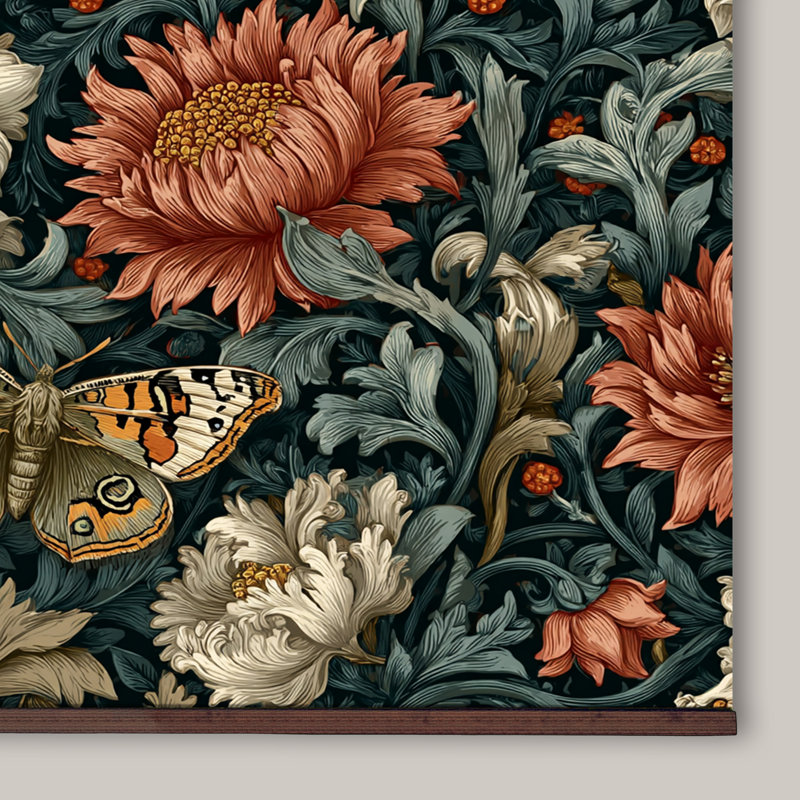 «Butterfly William Morris», art mural très grand encadré, H 40 po x l 60 po