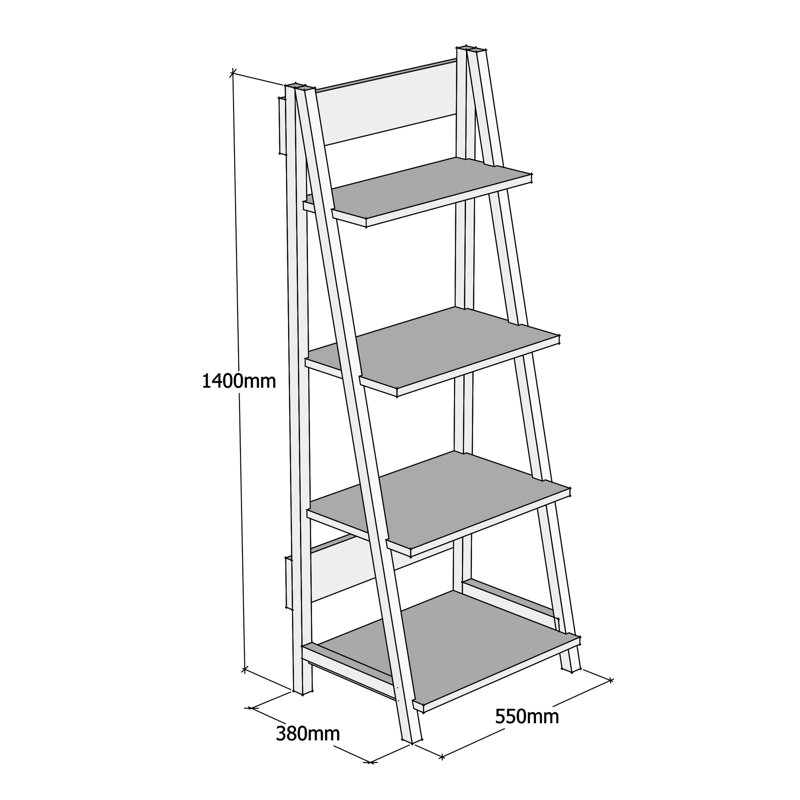 Bibliothèque échelle en bois massif H 55,12 "x l 21,65" Darell, Noyer
