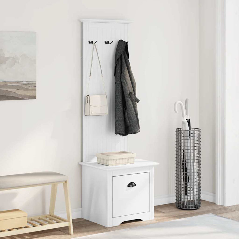 Hallway Cabinet With Hooks BODO 50X40x157 Cm, White