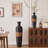 Aaban 39" Handwoven Pvc Rattan Floor Vase, 3-Tone Sunset Gradient Finish, Boho Large Decorative Vase-2021968043