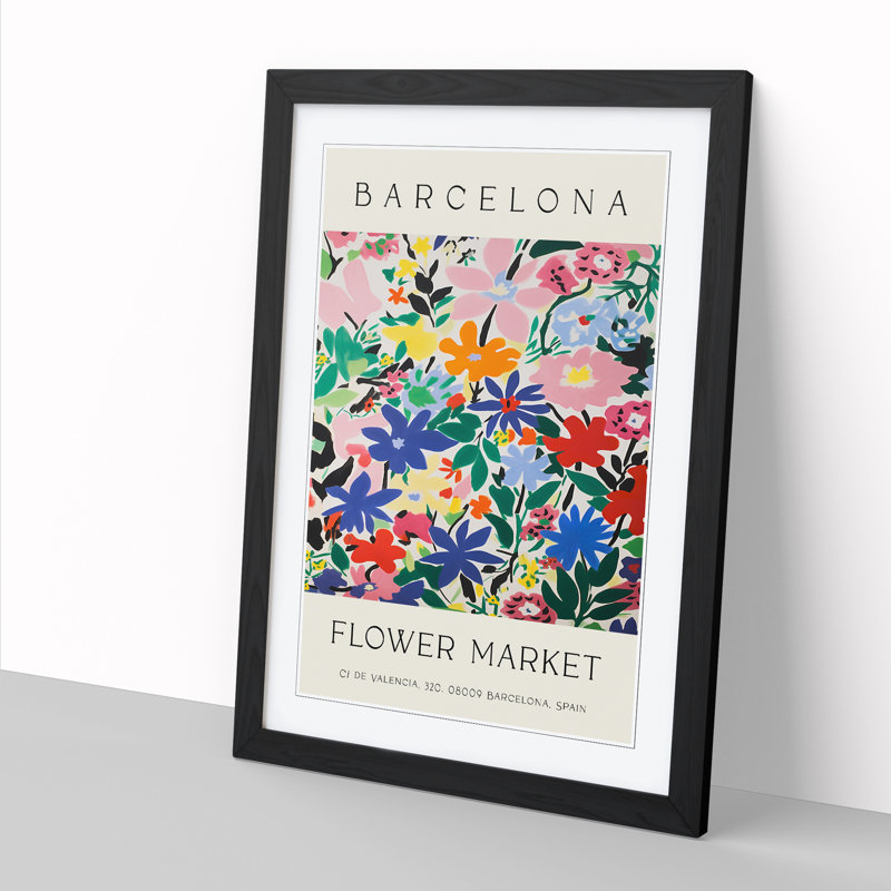 Flower Market Exhibition Barcelona No.6 - Single Picture Frame Print on Wood, 64cm H x 46cm W x 2cm D