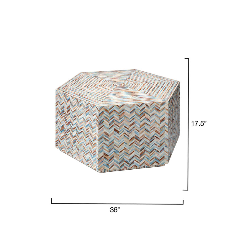 Hexagonal Mother of Pearl Inlay Coffee Table in Grey
