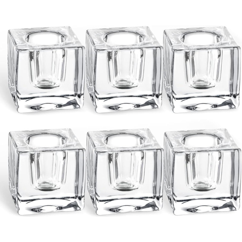 6-pack Clear Glass Taper Candle Holders For Table Decor